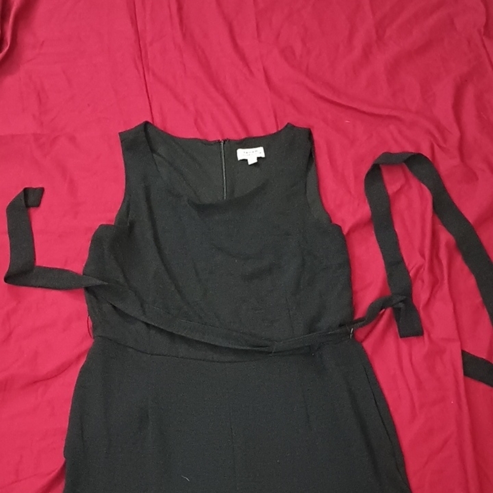 Tahari Black Jumpsuit With Tie Waist Back Zipper Spring Summer Stylish Size 14 - Picture 4 of 8